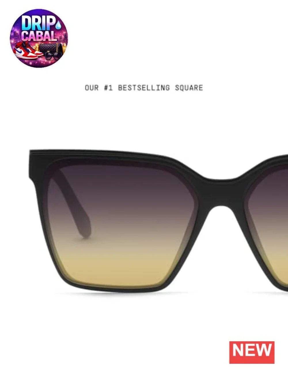 Oversized Square Sunglasses with UV Protection, Built-In Nose Pads, Case and